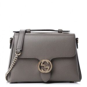 Gucci  Dollar Calfskin Interlocking G Top Handle Shoulder Bag Loess